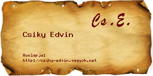 Csiky Edvin névjegykártya